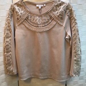 Chico's Tan Lace Accent Women's Blouse